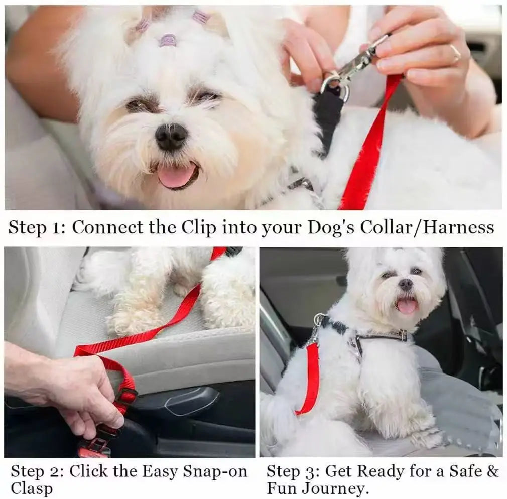 Dog Car Seat Belt – Adjustable Nylon Pet Safety Leash