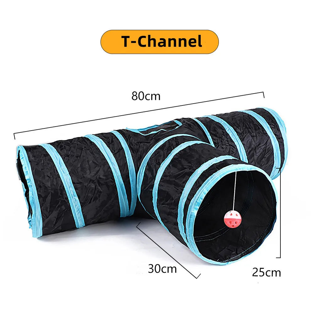 Cat Tunnel Toy – Foldable S-Shape Interactive Tunnel for Indoor Cats