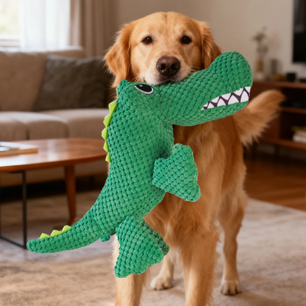 Plush Squeaky Dog Toy – Dinosaur Interactive Chew Toy for Dogs
