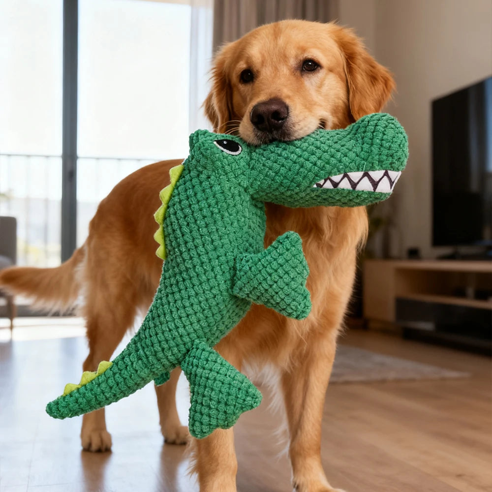 Plush Squeaky Dog Toy – Dinosaur Interactive Chew Toy for Dogs