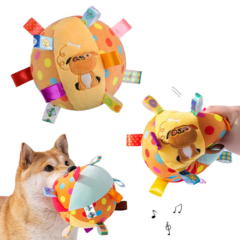 Interactive Dog Ball Toy with Handle for Tug, Fetch & Chewing