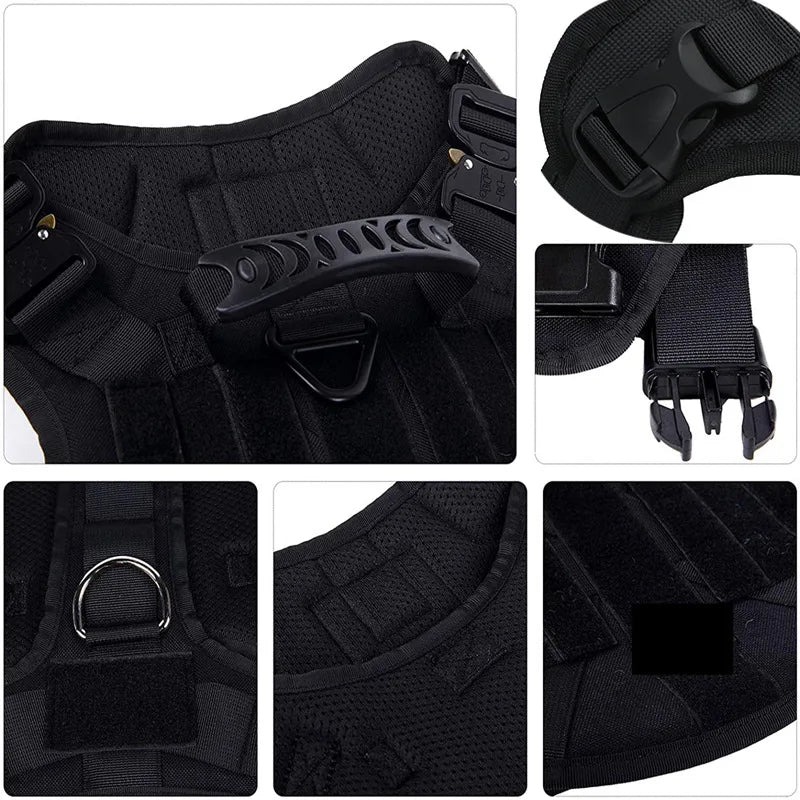Tactical Dog Harness – 1000D Nylon Vest With Leash Set
