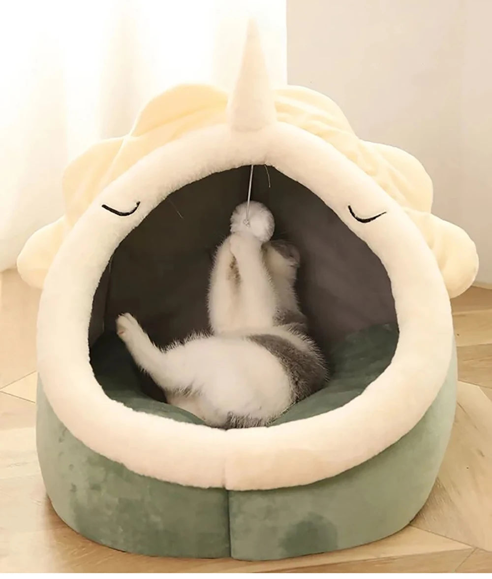 Enclosed Cat Bed, Foldable Washable Sleeping Cave for Small Pets
