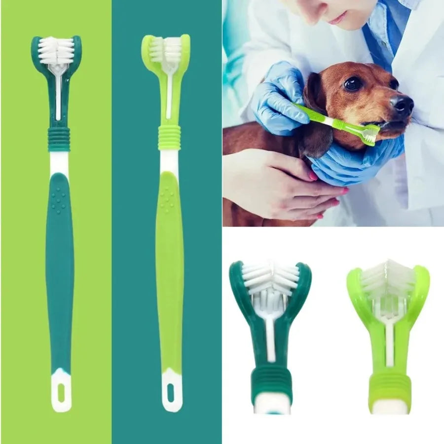 3 Sided Dog Toothbrush for Pet Teeth Cleaning