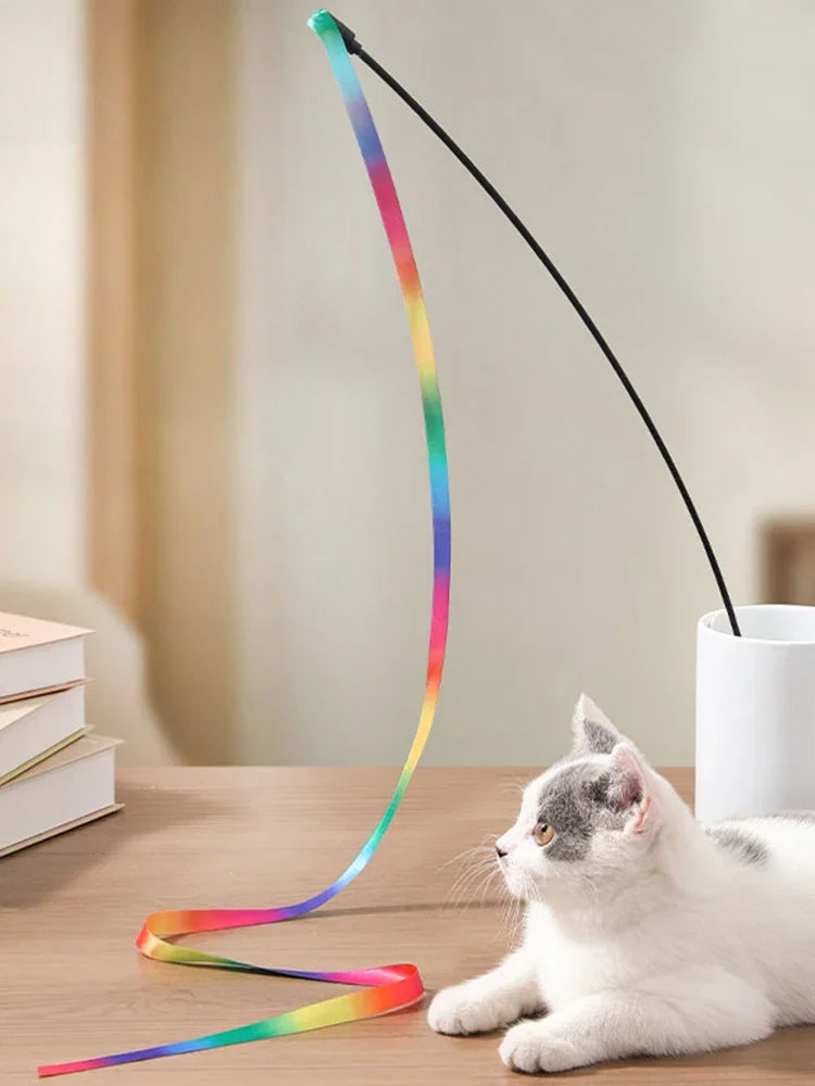 Cat Teaser Toy – Colorful Ribbon Wand for Cats & Kittens