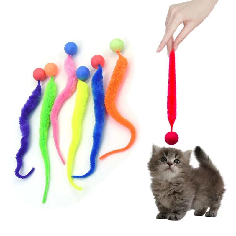 Interactive Cat Ball Toy – Colorful Bouncing Worm Toy