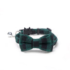 Breakaway Cat Collar with Bell – Plaid Bow Tie Adjustable Collar