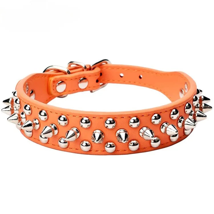Leather Dog Collar Adjustable PU Neck Strap with Buckle