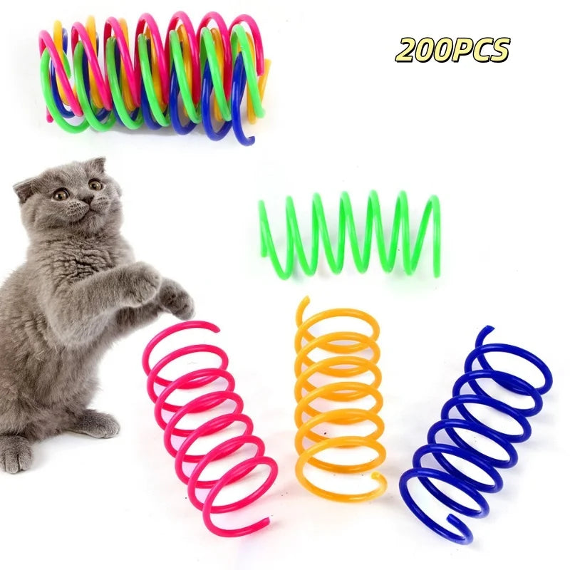 Cat Spring Toy – Colorful Interactive Plastic Cat Toy
