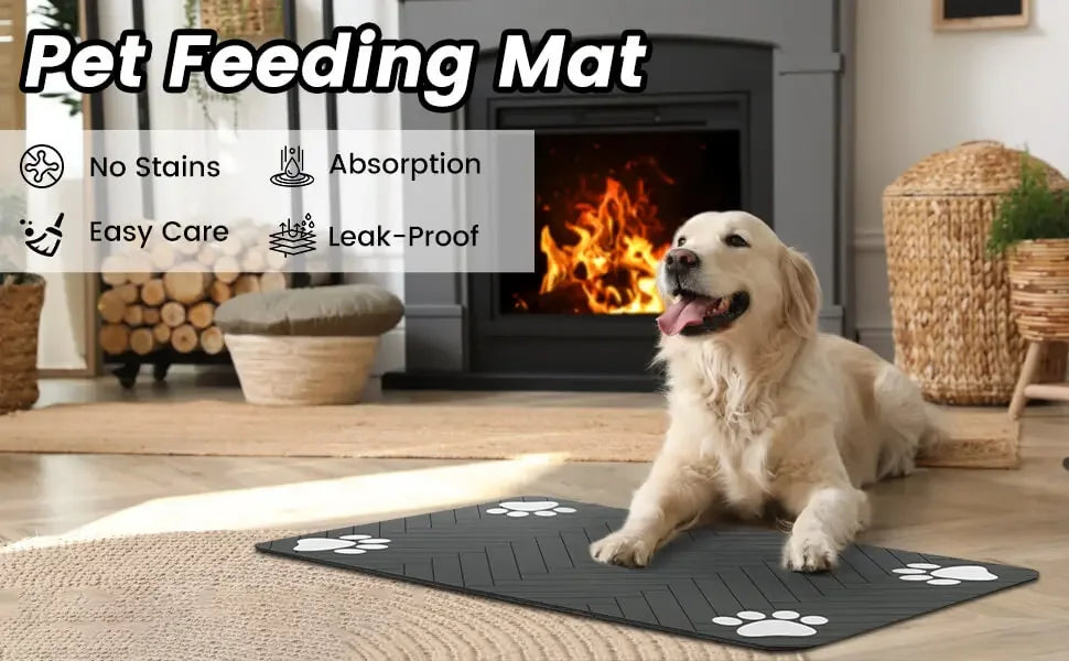 Pet Feeding Mat, Absorbent Waterproof Bowl Mat for Dogs & Cats