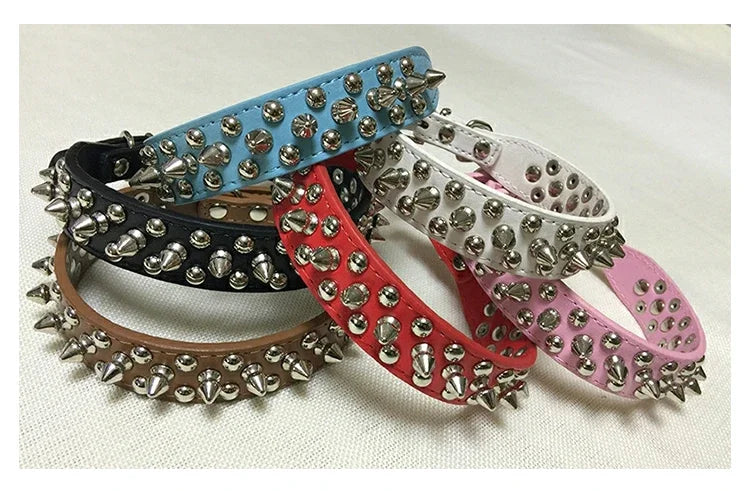 Leather Dog Collar Adjustable PU Neck Strap with Buckle