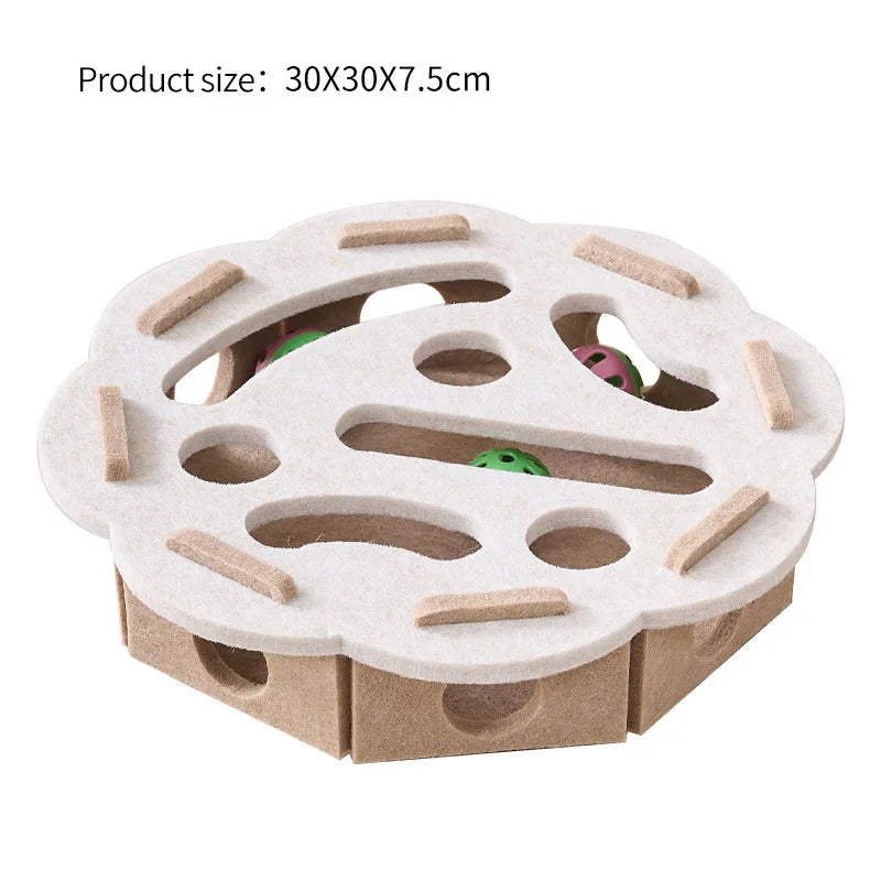 Cat Puzzle Toy Felt Maze Tunnel with Bell Ball for Indoor Play