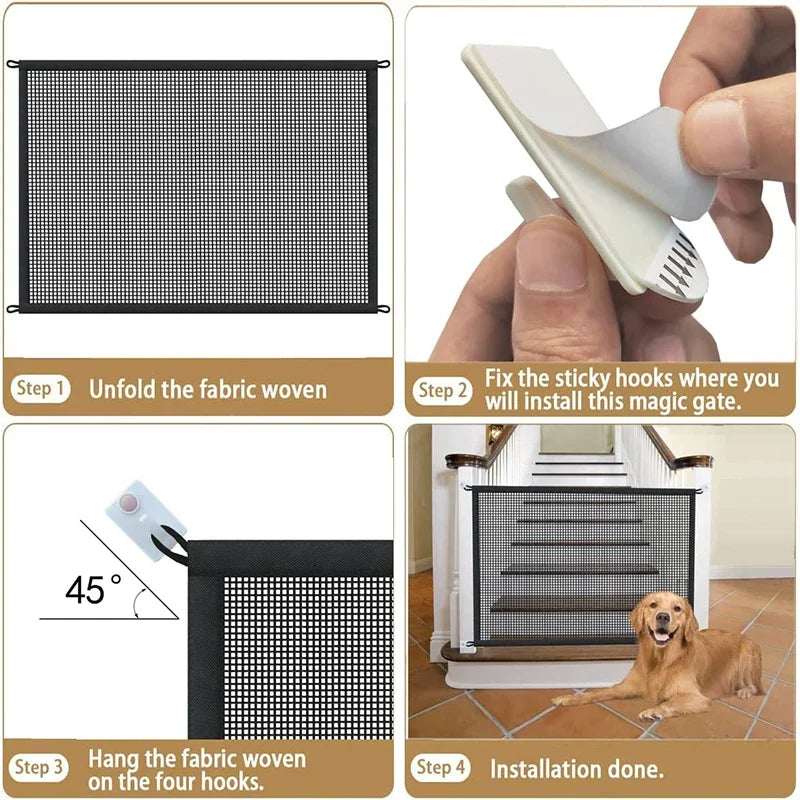 Dog Barrier Fence Folding Mesh Pet Gate for Indoor Safety