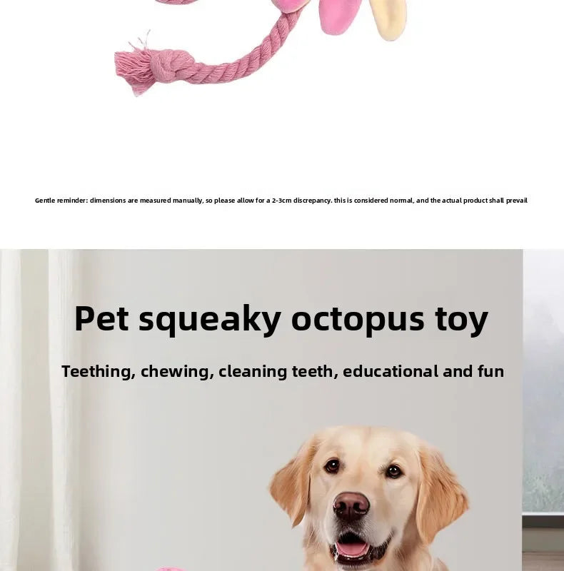 Plush Rope Dog Toy – Squeaky Octopus Tug & Chew Toy