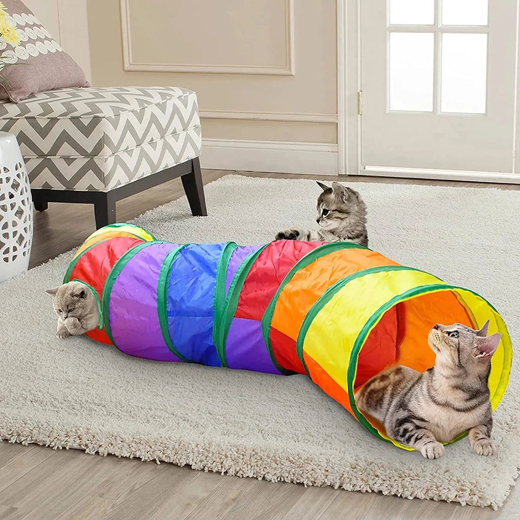 Cat Tunnel Foldable Interactive Play Tunnel for Indoor Cats & Kittens
