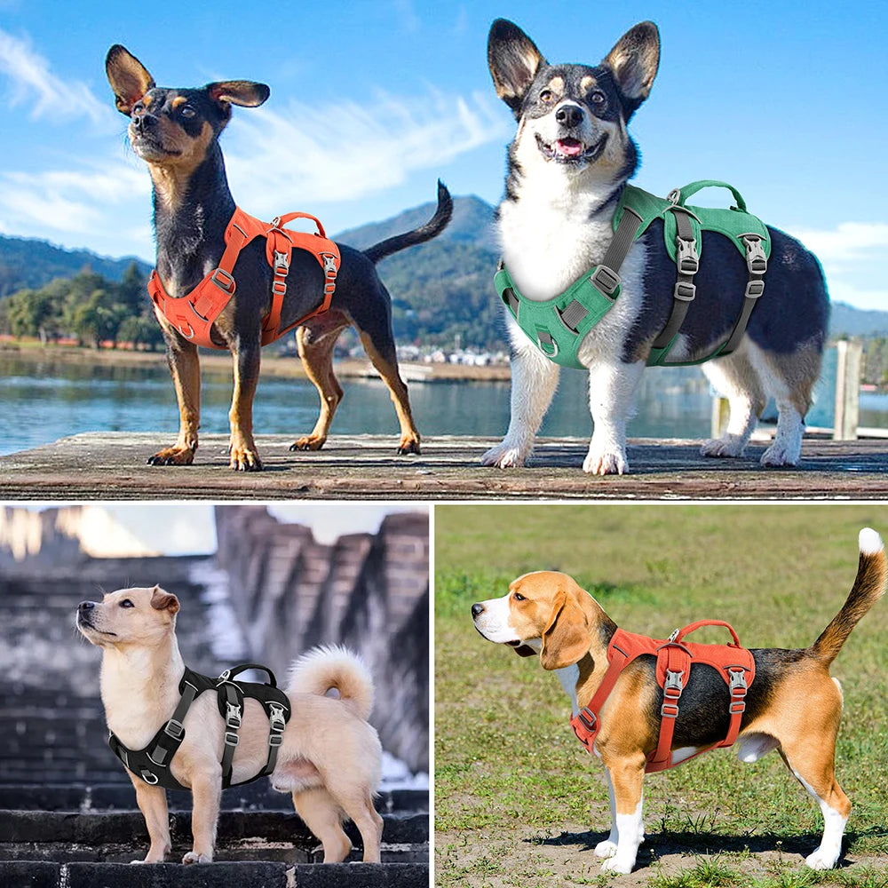 Reflective Dog Harness, Adjustable Nylon Vest with Handle