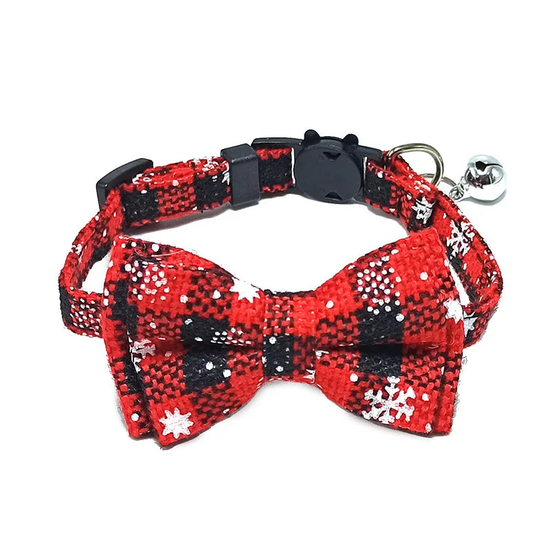 Breakaway Cat Collar with Bell – Plaid Bow Tie Adjustable Collar