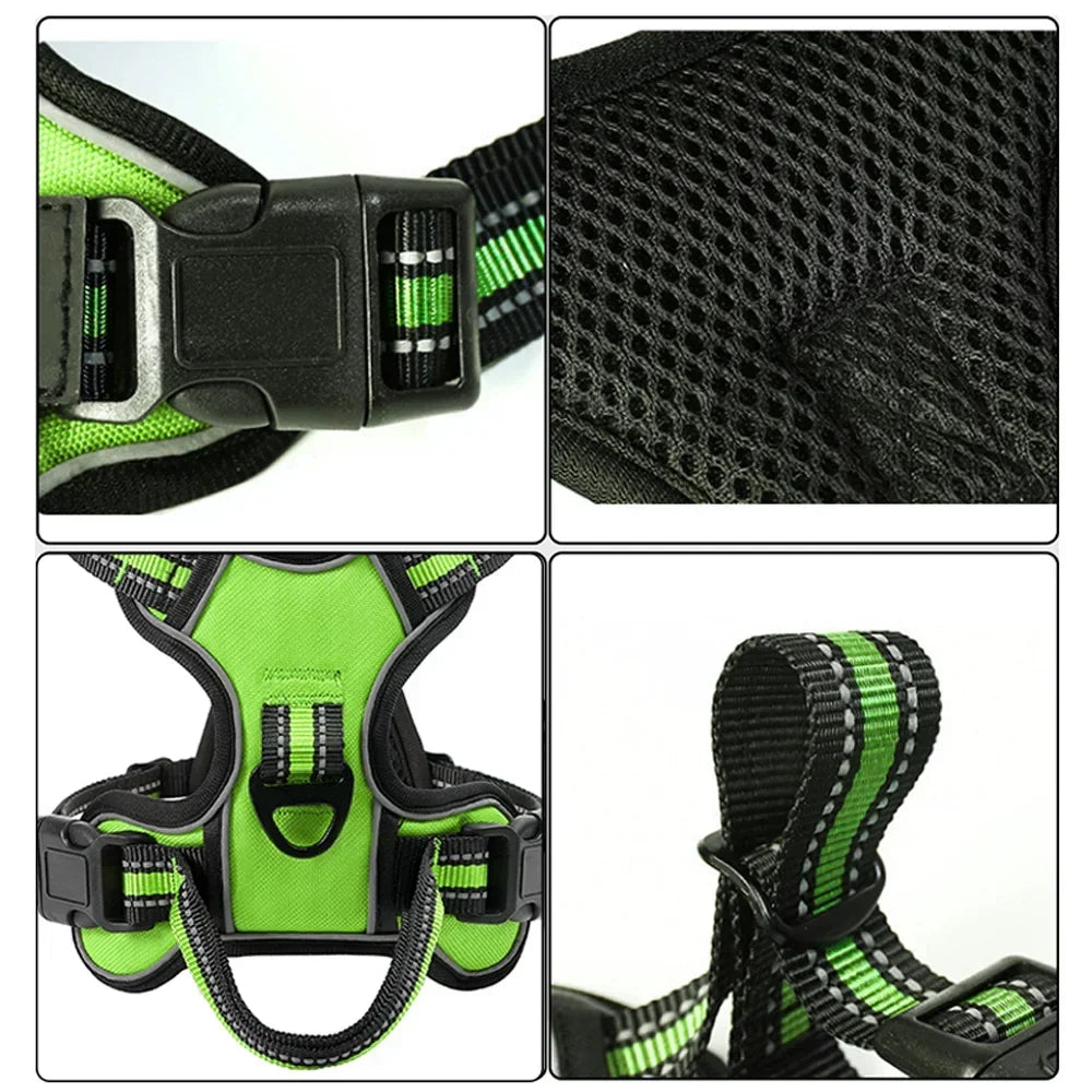 Adjustable Dog Harness – Reflective Nylon Vest With Leash