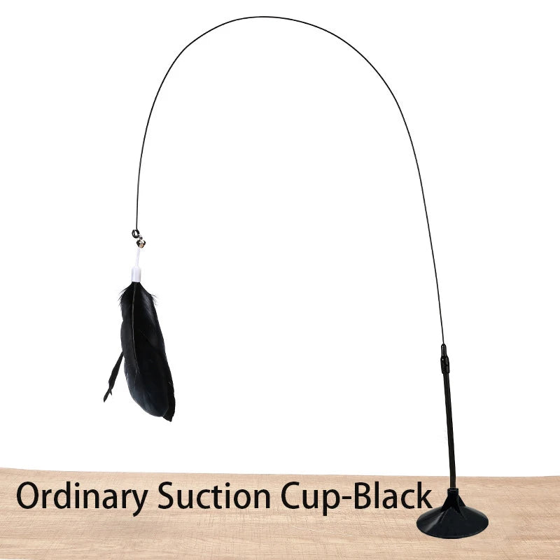 Interactive Cat Toy – Feather Teaser Wand with Suction Cup