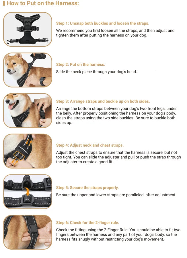 No Pull Dog Harness – Front Clip Reflective Vest for Large Dogs
