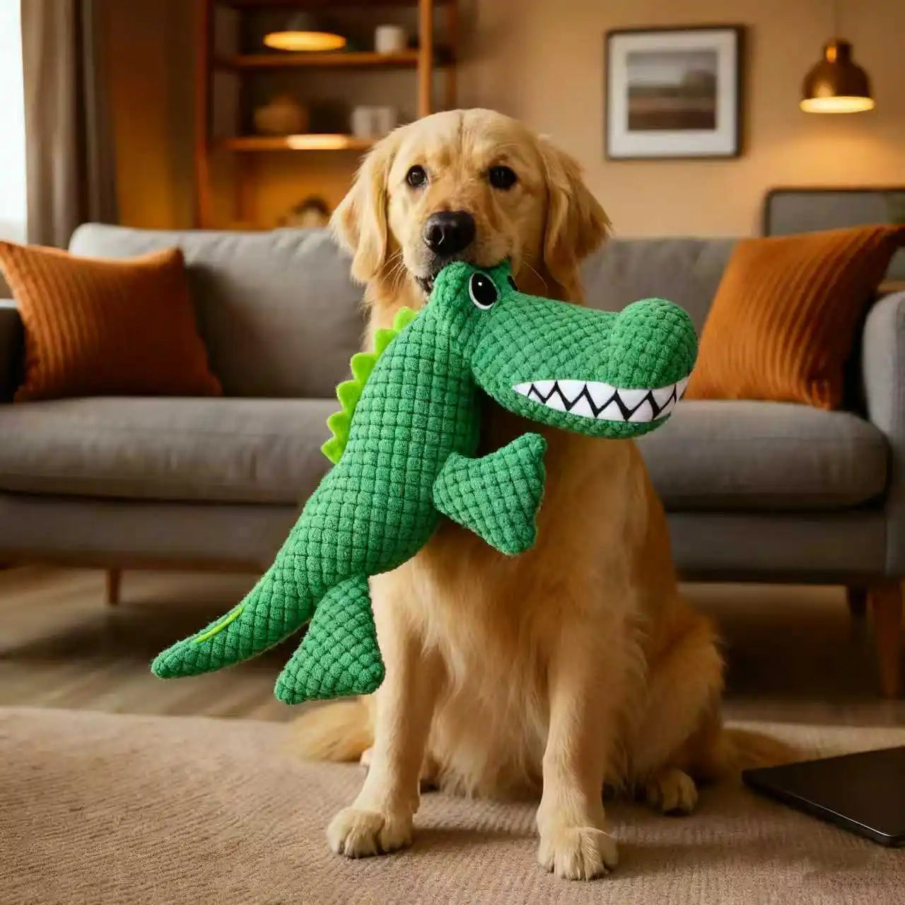Plush Squeaky Dog Toy – Dinosaur Interactive Chew Toy for Dogs