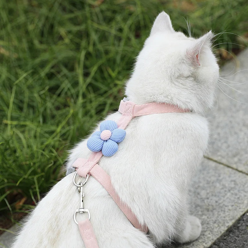 Cat Harness and Leash Set Adjustable Breathable Kitten Harness
