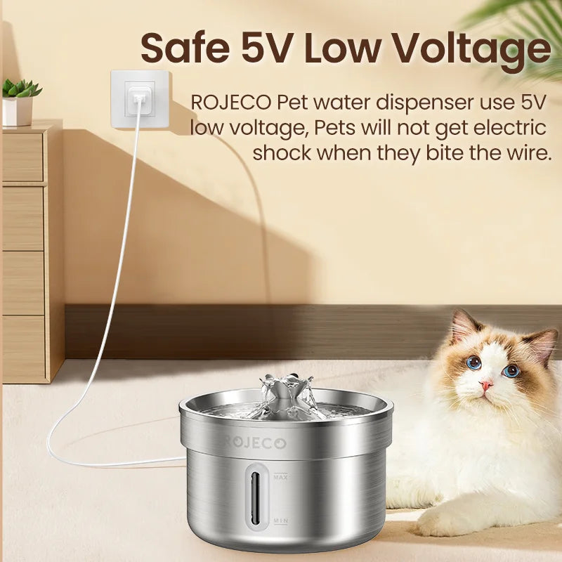 Cat Water Fountain Stainless Steel Automatic Pet Water Dispenser