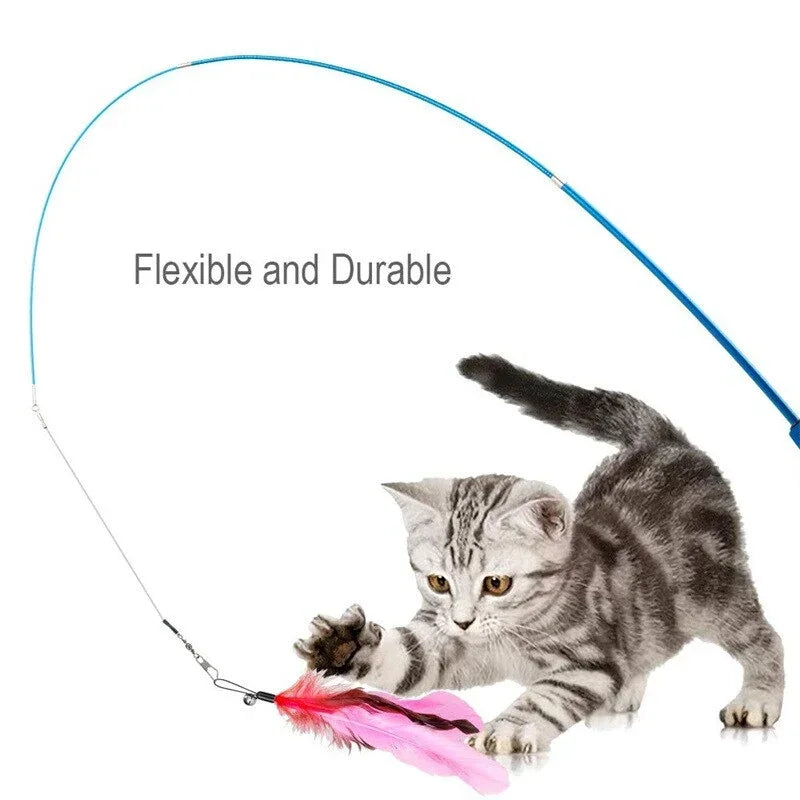 Cat Feather Wand Toy – 11 Piece Retractable Teaser Set