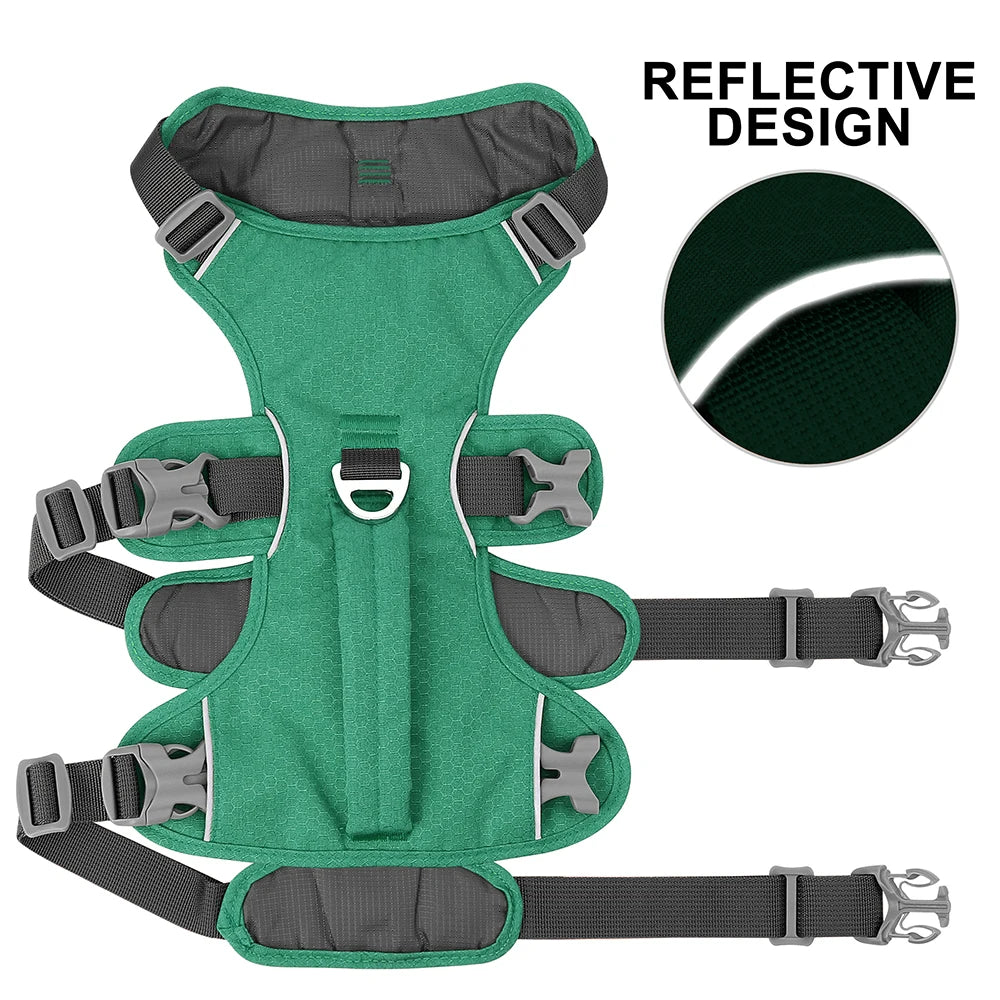 Reflective Dog Harness, Adjustable Nylon Vest with Handle