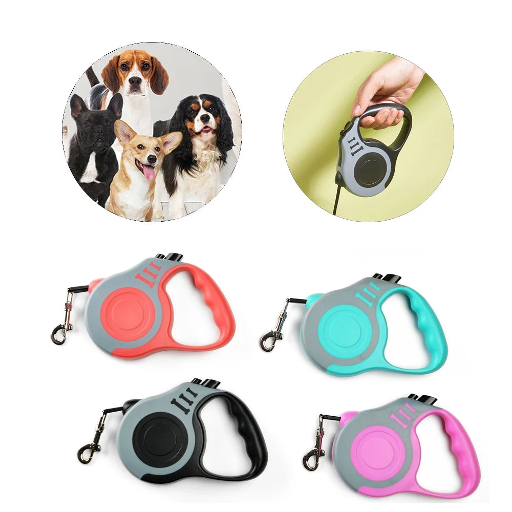 Retractable Dog Leash – 3m & 5m Automatic Nylon Lead