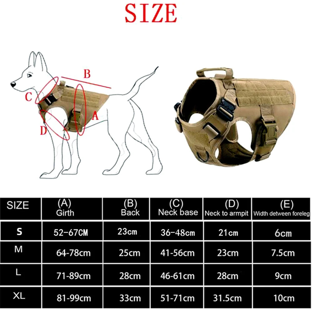 Tactical Dog Harness – 1000D Nylon Vest With Leash Set