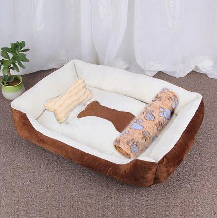 Large Dog Bed – Warm Square Pet Nest for Dogs & Cats
