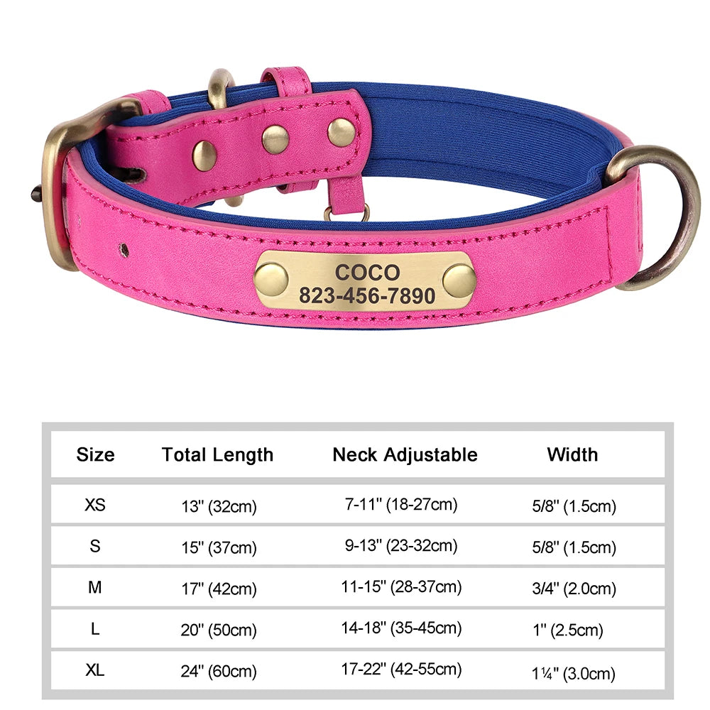Personalized Dog Collar – Custom Engraved PU Leather ID Tag