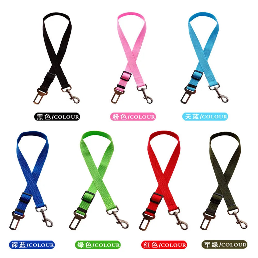 Adjustable Dog Car Seat Belt – Nylon Reflective Travel Harness