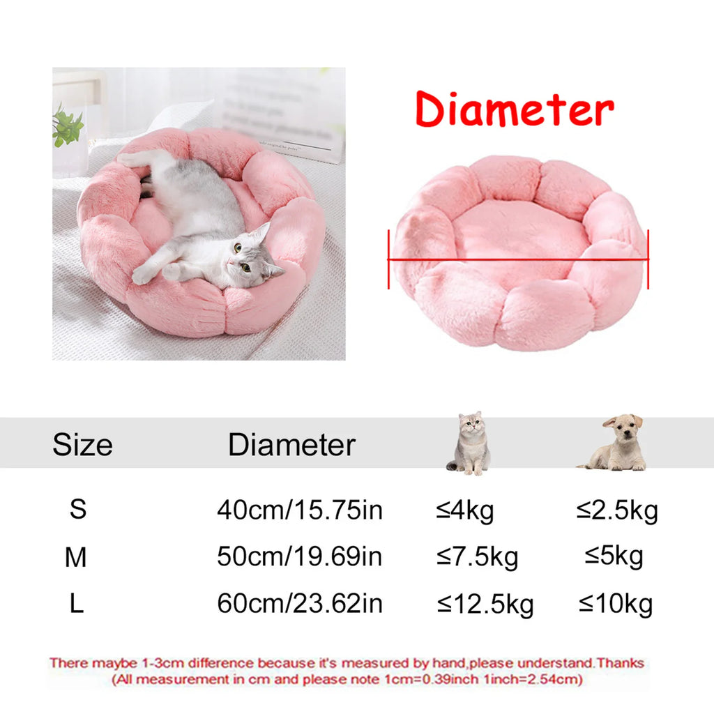 Plush Dog Bed Round Soft Calming Bed for Small Large Dogs & Cats