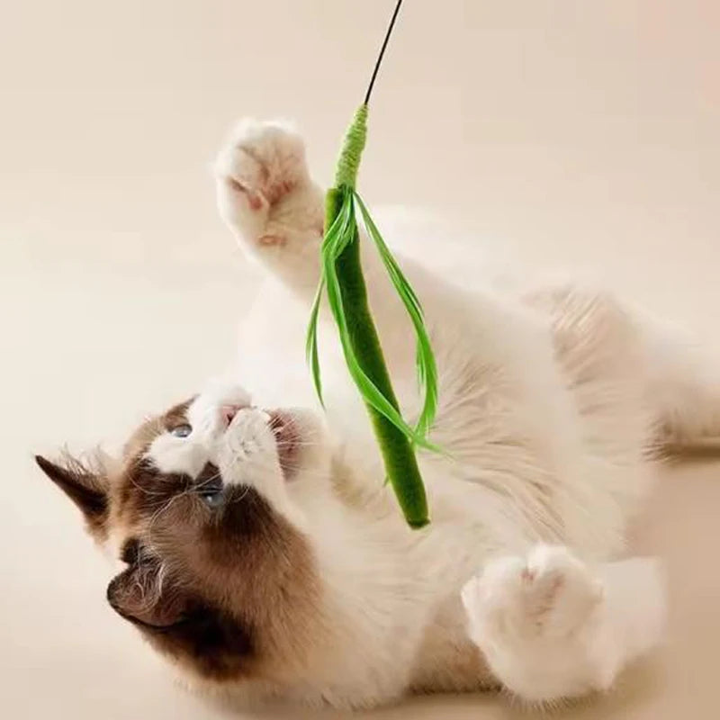 Feather Cat Wand – Flexible Interactive Teaser Toy for Cats