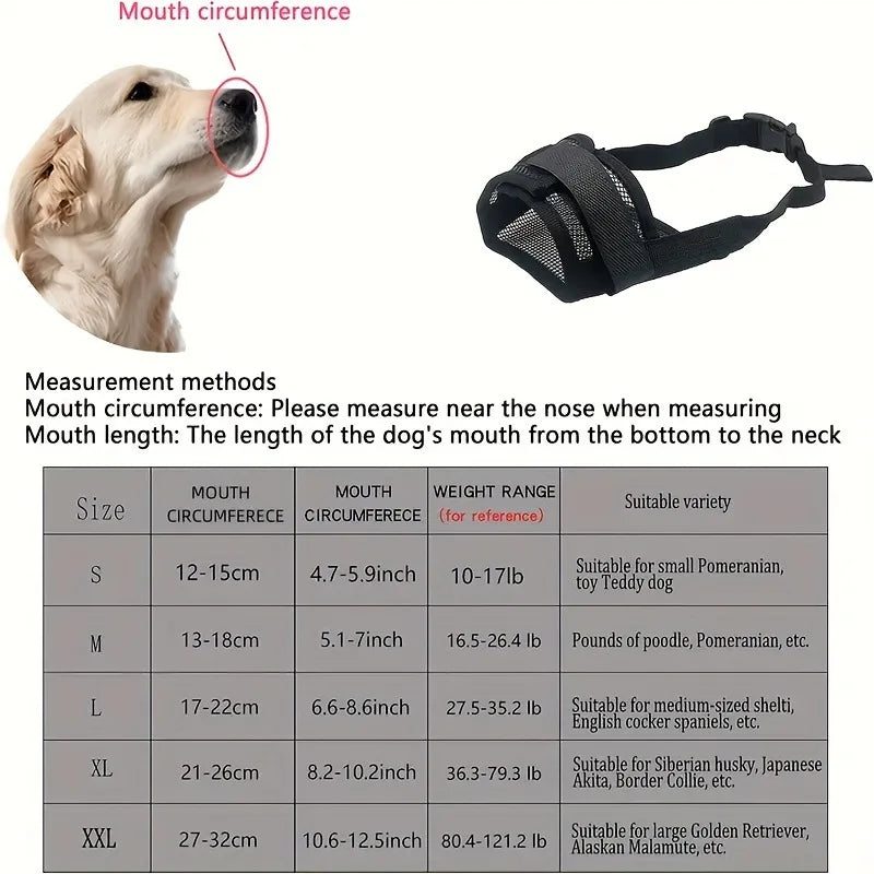 Dog Muzzle Breathable Adjustable Mouth Cover for Dogs