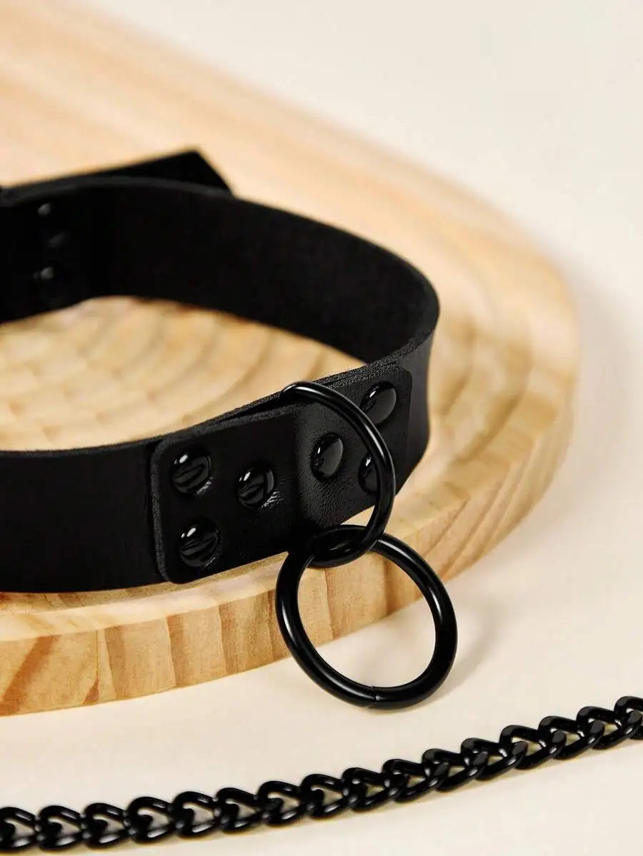 Personalized Dog Collar and Leash Set, Adjustable PU Pet Collar