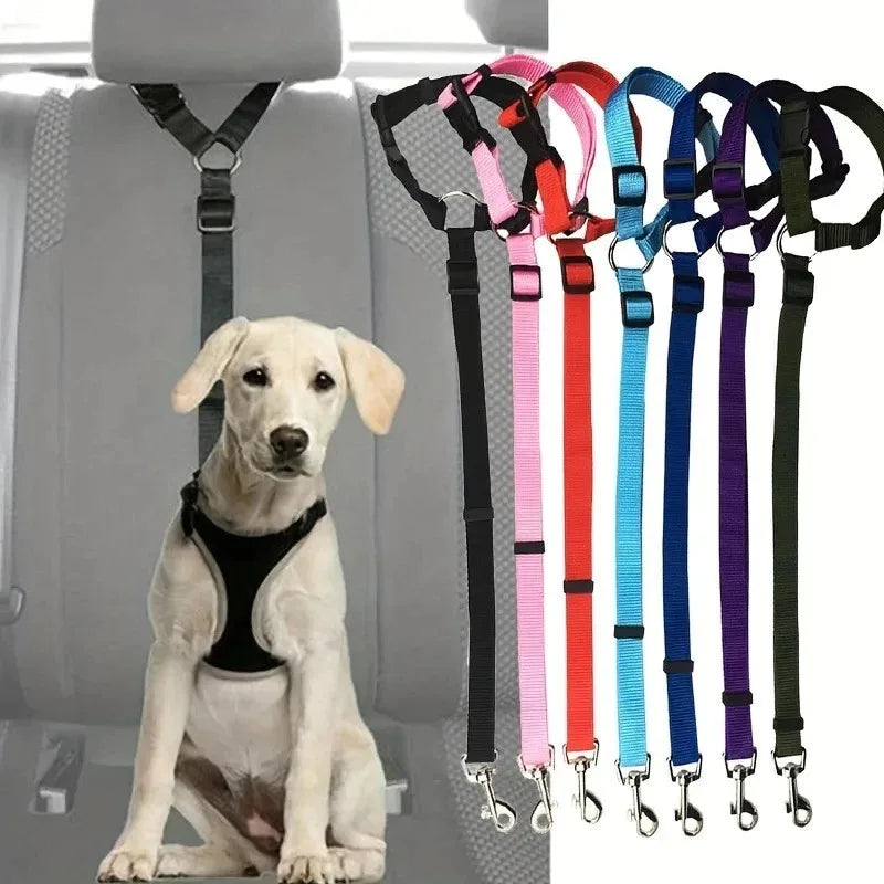Dog Car Seat Belt – Adjustable Nylon Pet Safety Leash