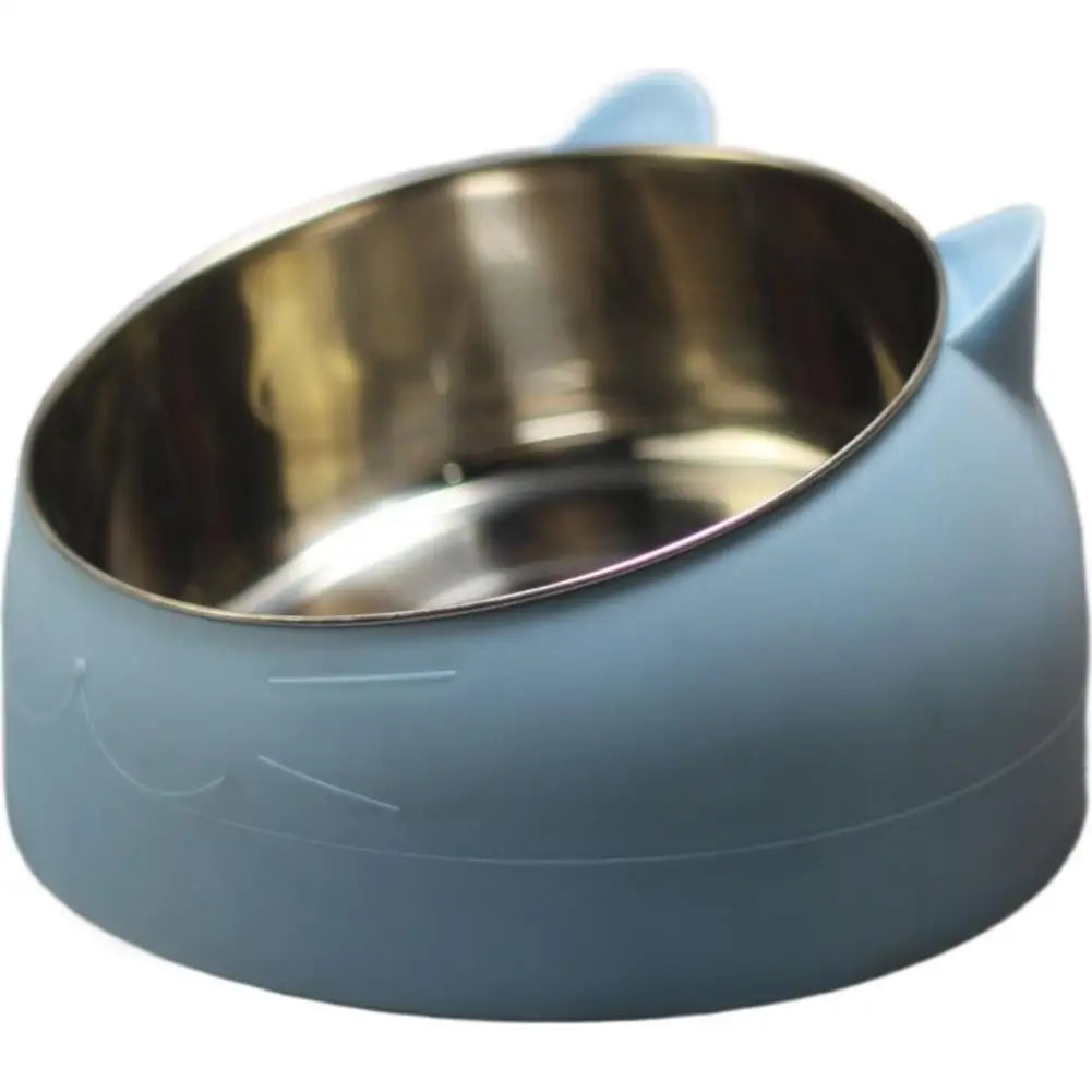 Eco-Friendly1PC Stainless Steel Cat Bowl, 15° Inclined Pet Food Dish with Non-Slip Base, Anti-Choke Feeder for Cats/Kittens/Dogs