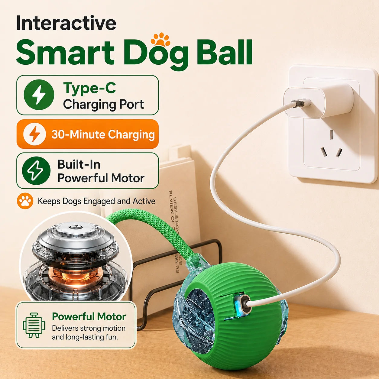 Automatic Dog Ball, Rechargeable Interactive Toy for Dogs