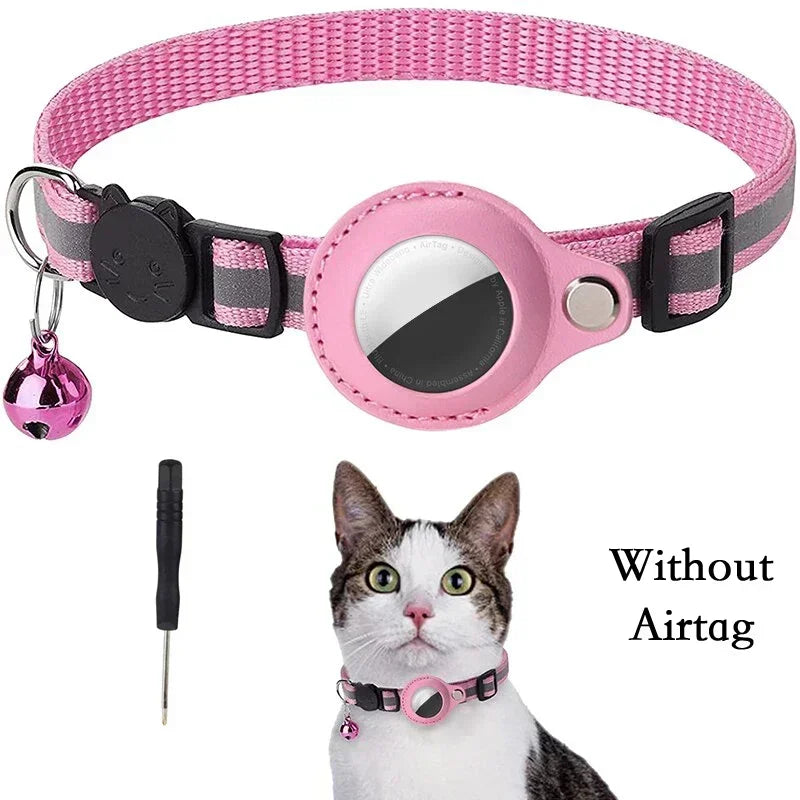 AirTag Cat Collar with Reflective Holder, Bell & Adjustable Fit