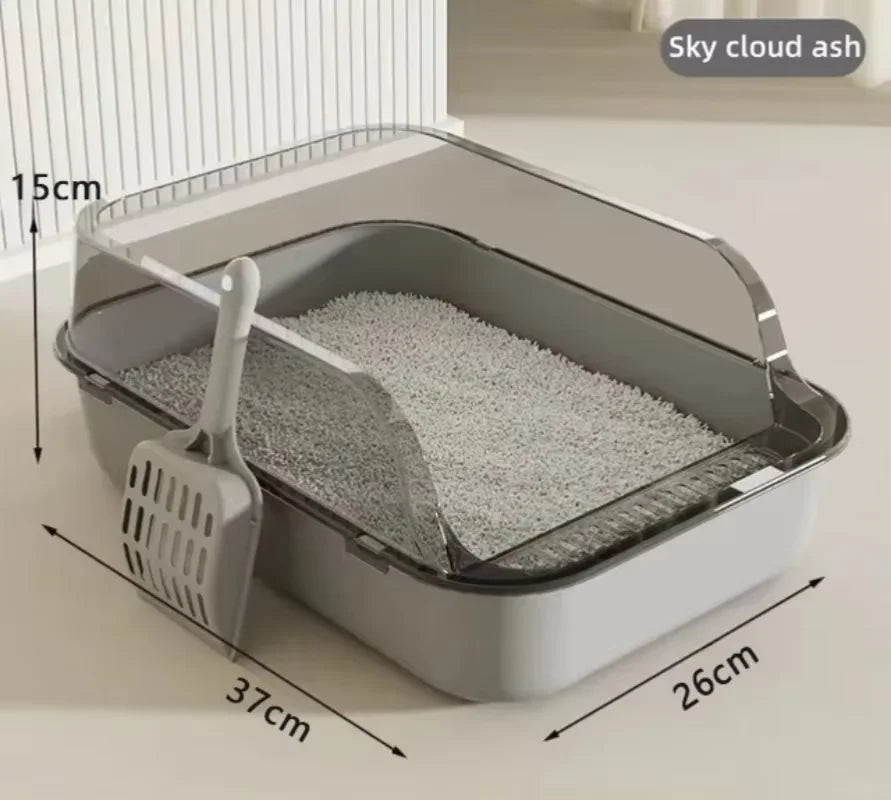 Enclosed Cat Litter Box – High-Sided Splashproof Tray