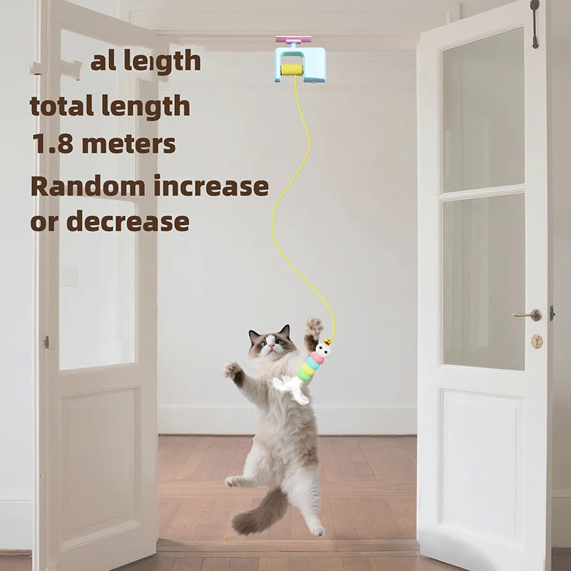 Interactive Hanging Cat Toy – Rechargeable Retractable Feather Toy