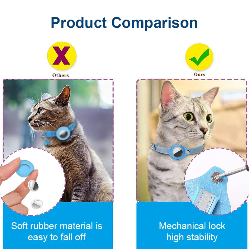 AirTag Cat Collar with Reflective Holder, Bell & Adjustable Fit