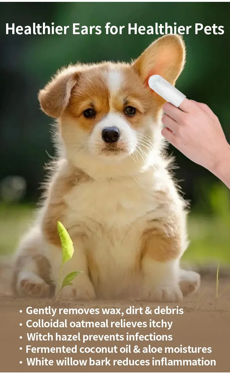 Dog Ear Cleaning Wipes, Cat Ear Care Wipes for Pet Grooming