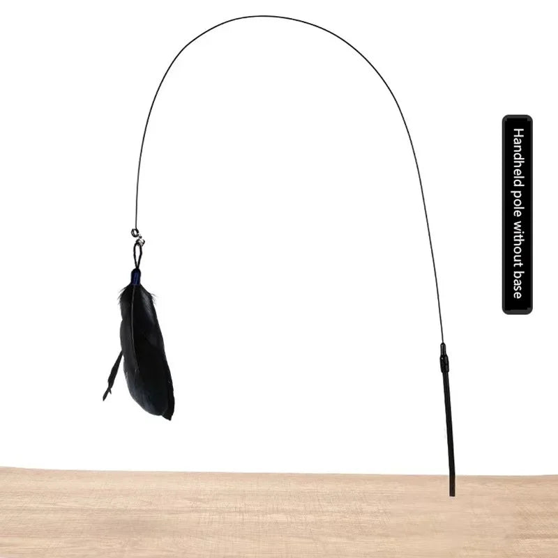 Cat Teaser Wand – Interactive Feather Toy with Bell & Suction Cup
