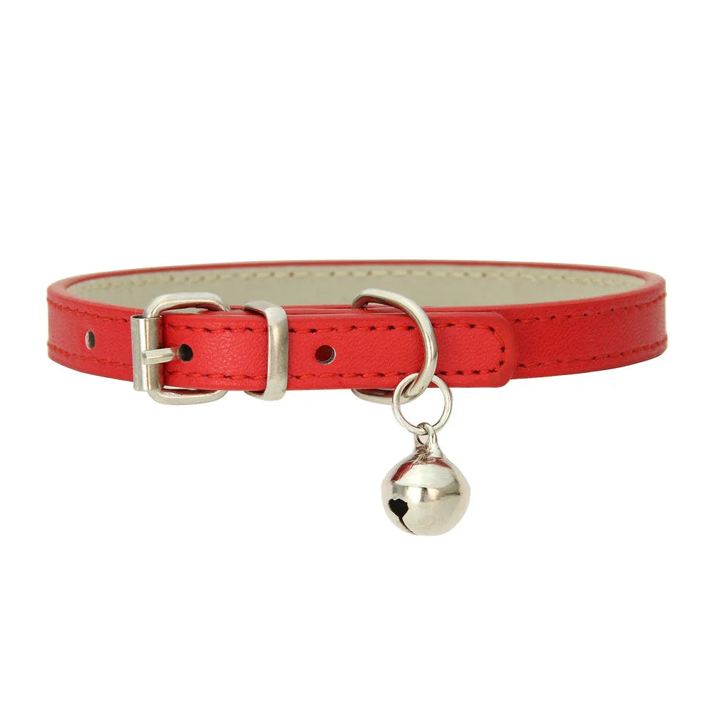 Cat Collar – Adjustable PU Leather Padded Collar with Metal Buckle