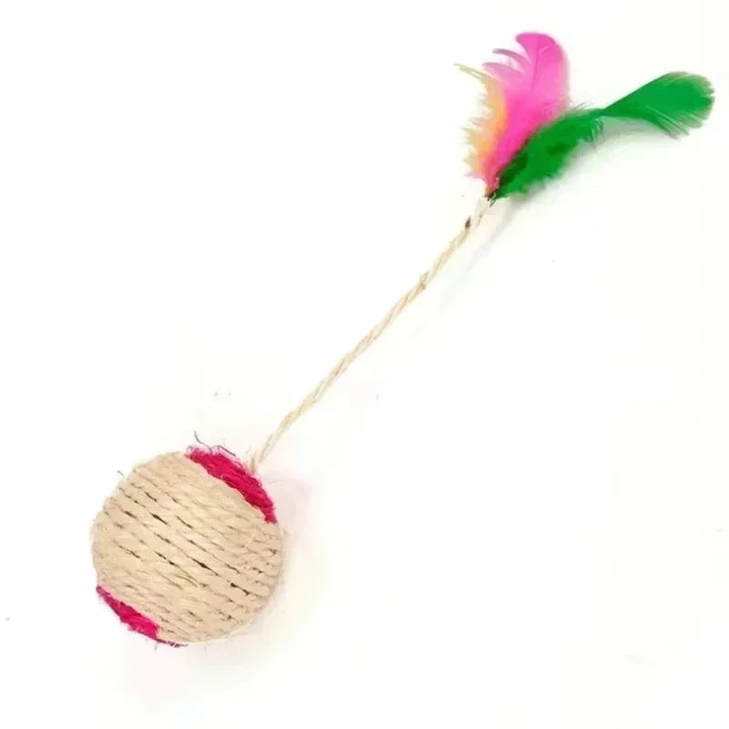 Cat Scratching Ball – Sisal Interactive Cat Toy with Feather