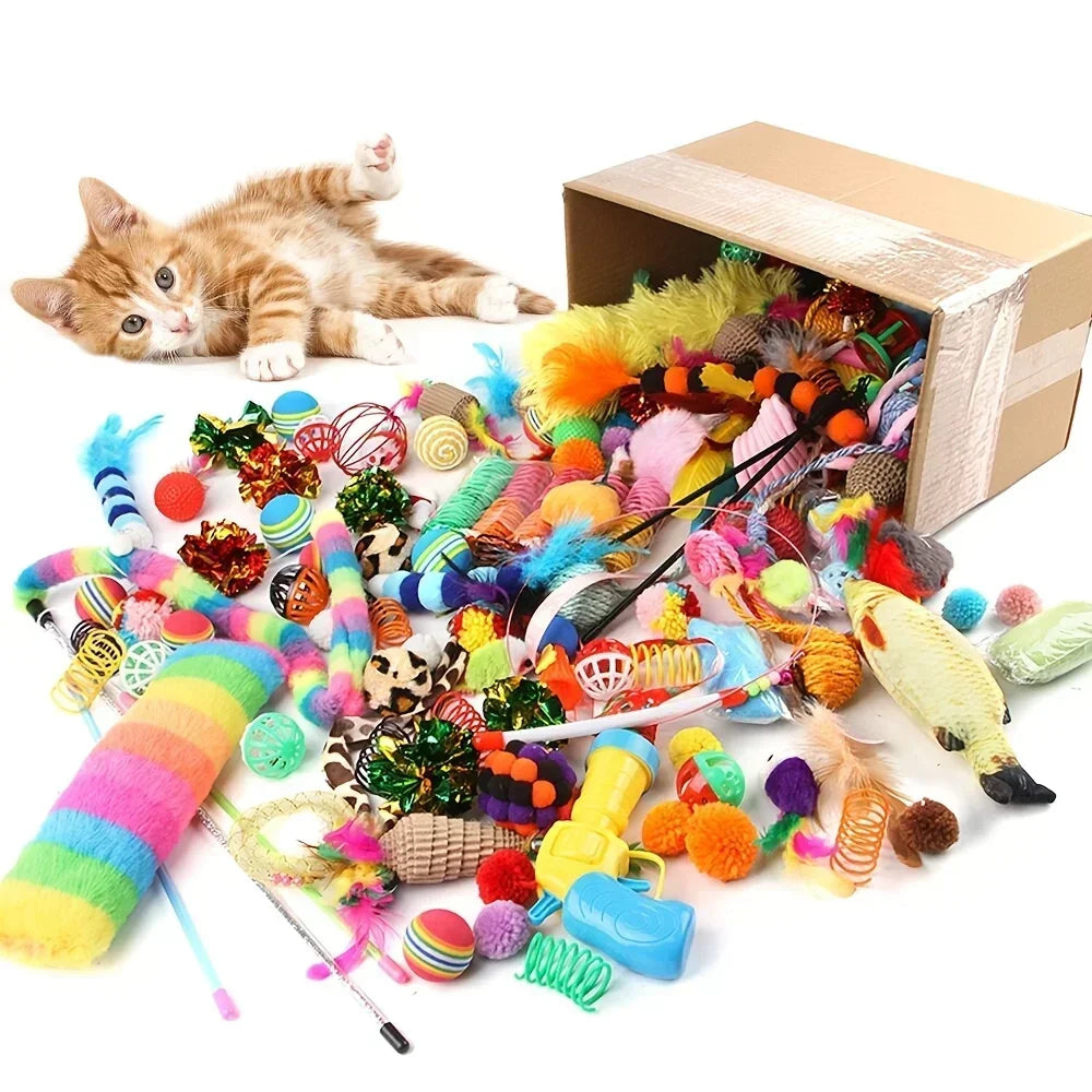 Cat Toys – Mixed Variety Plastic and Plush Toys